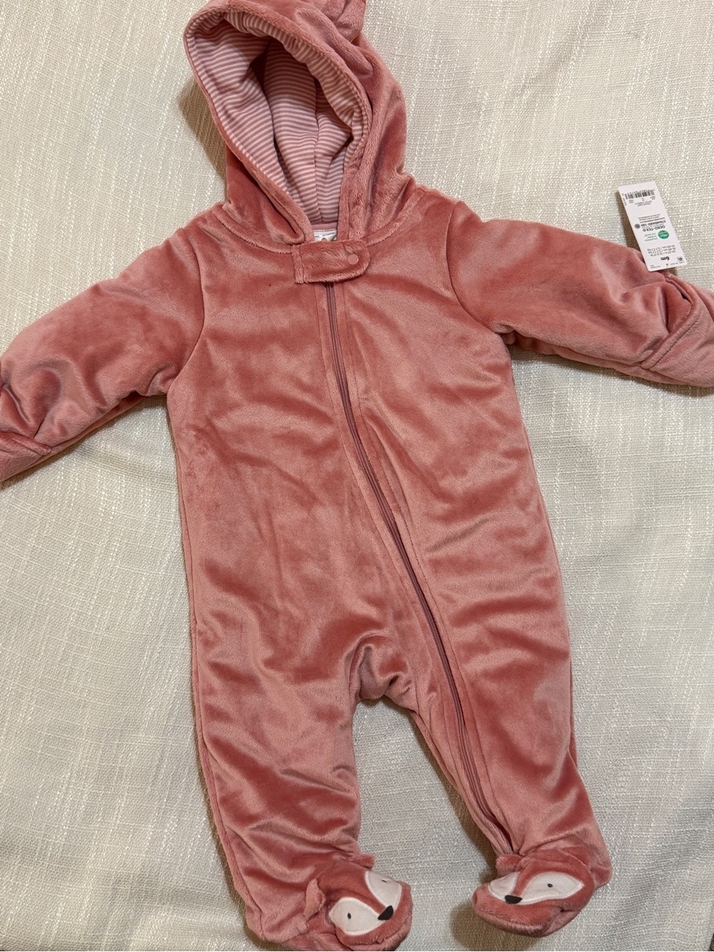 Soft Plush Hooded One-Piece in Dusty Rose - NWT carters